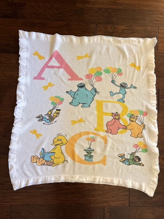 None Other - Vintage ABC Sesame Street Baby waffle weave Blanket - no tag- satin border-